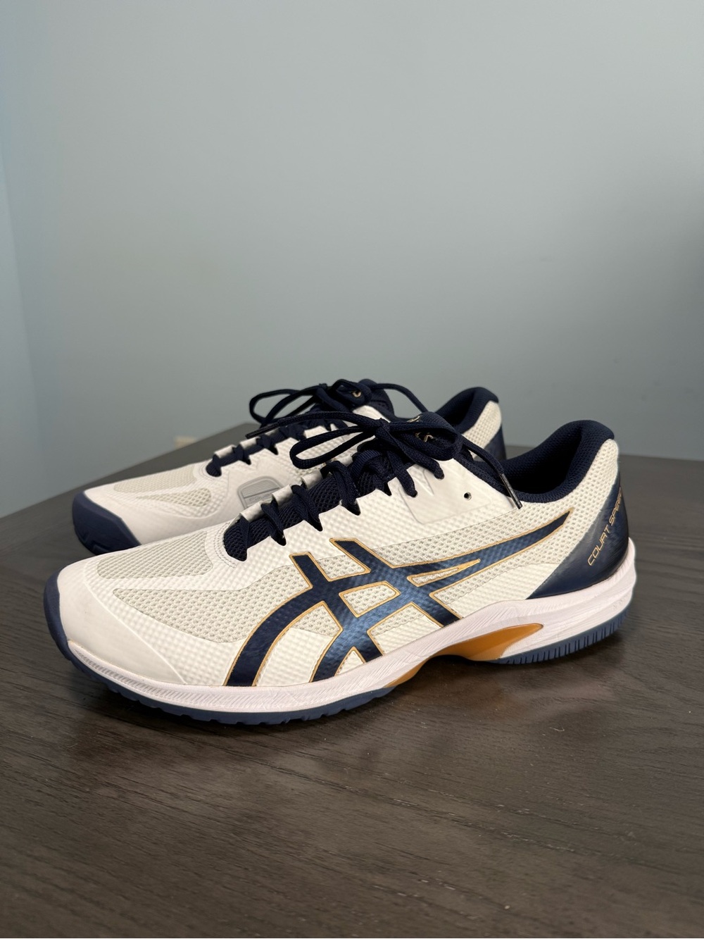 ASICS Court Speed FF Men’s Tennis Shoes Size 12 White Navy Gold 1041A092